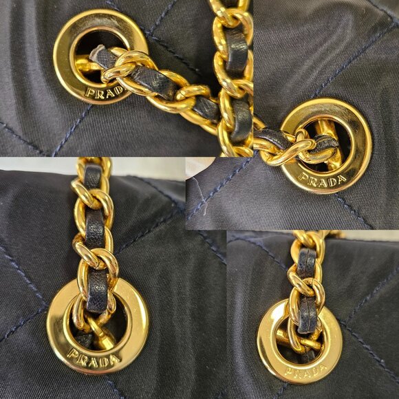 Authentic Prada Tessuto Catena Nylon Quilted Chain Shoulder Bag in Black - Picture 9 of 17